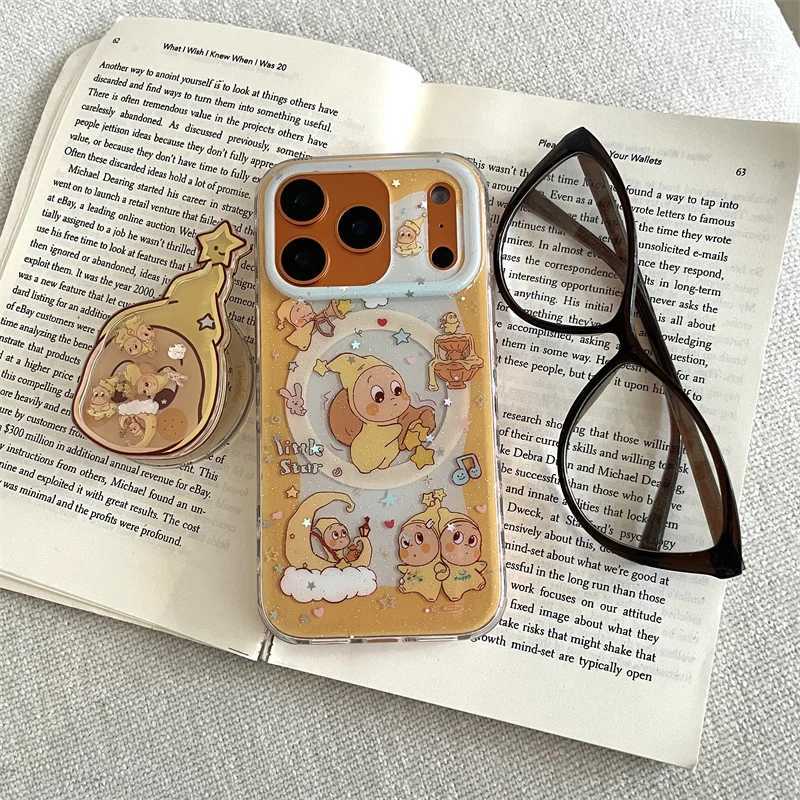 Kawaii Cute Cartoon Star Magnetic Phone Case For iPhone 17 Pro 14 15 16 Pro Max Cover with Stand For Cases For 16P H251203