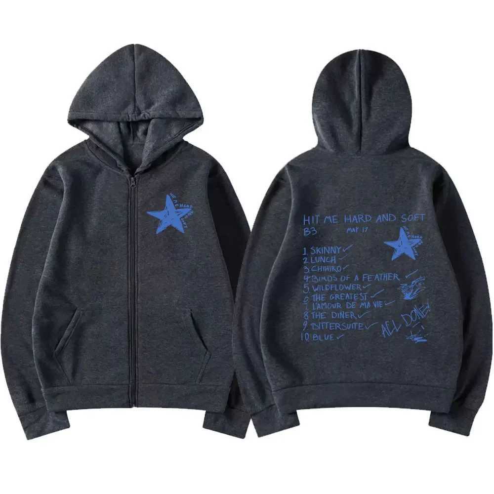 Hit Me Hard and Soft 2024 Tour Zipper Hoodies Mens Womens Fashion Harajuku Pullovers Hip Hop Casual Zip Up Sweatshirts Jackets J251203