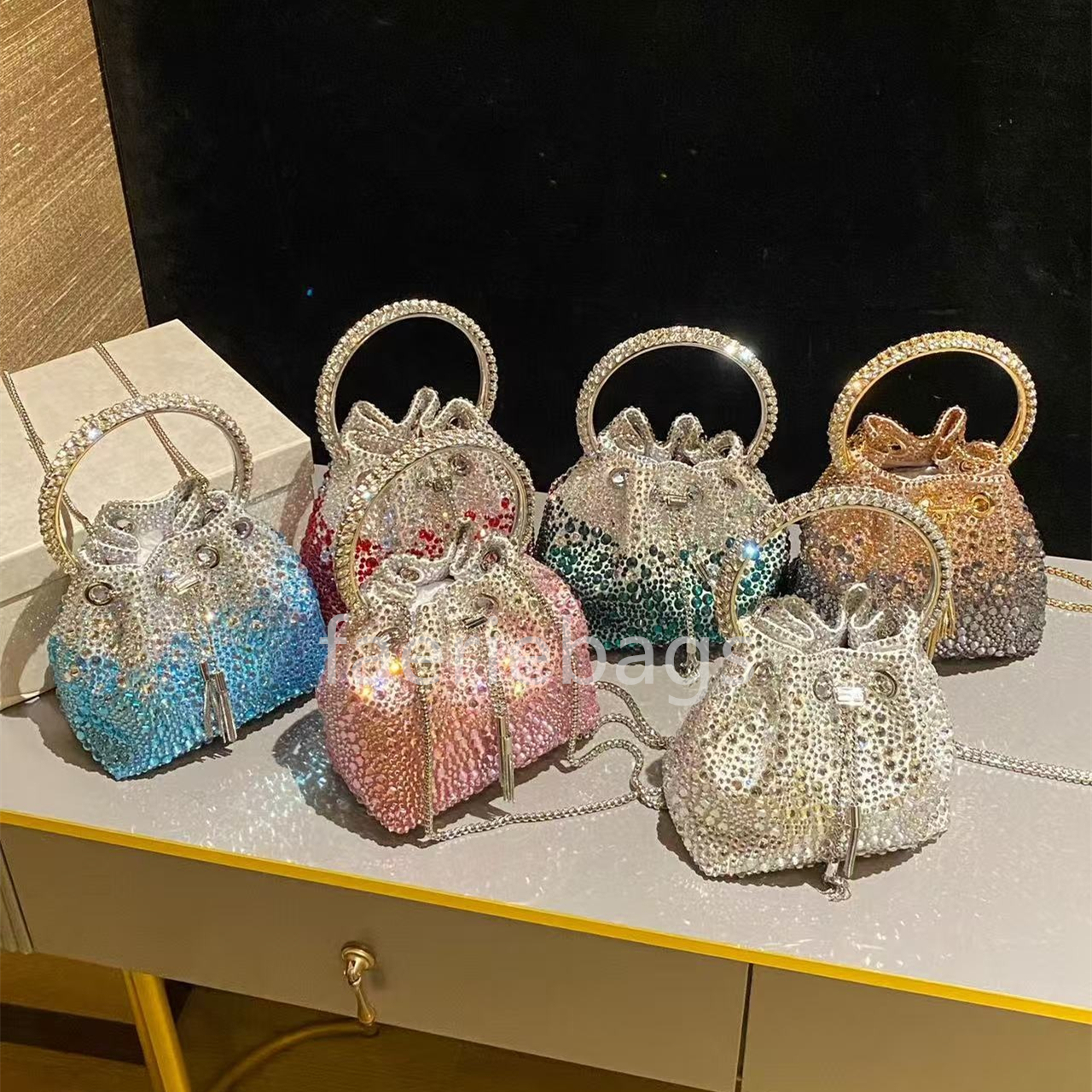 Designer bag luxury bag Rhinestone/Diamante mini handbag with three compartments suitable for business and daily wear classic and fashionable Shoulder bag with box