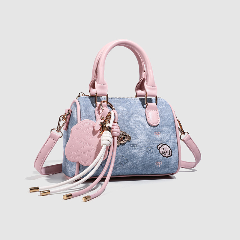 Free shipping Designer bag Pink and blue color matching cute pet print mini bag hanging decoration detail design cute and versatile crossbody bag