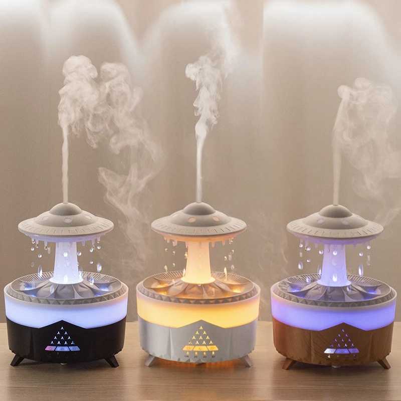 Raindrop UFO Shape Air Humidifier 2/4/8H Timing Colorf Night Light Aratherapy Essential Oil Diffuser He Bedro Best Gifts C251204