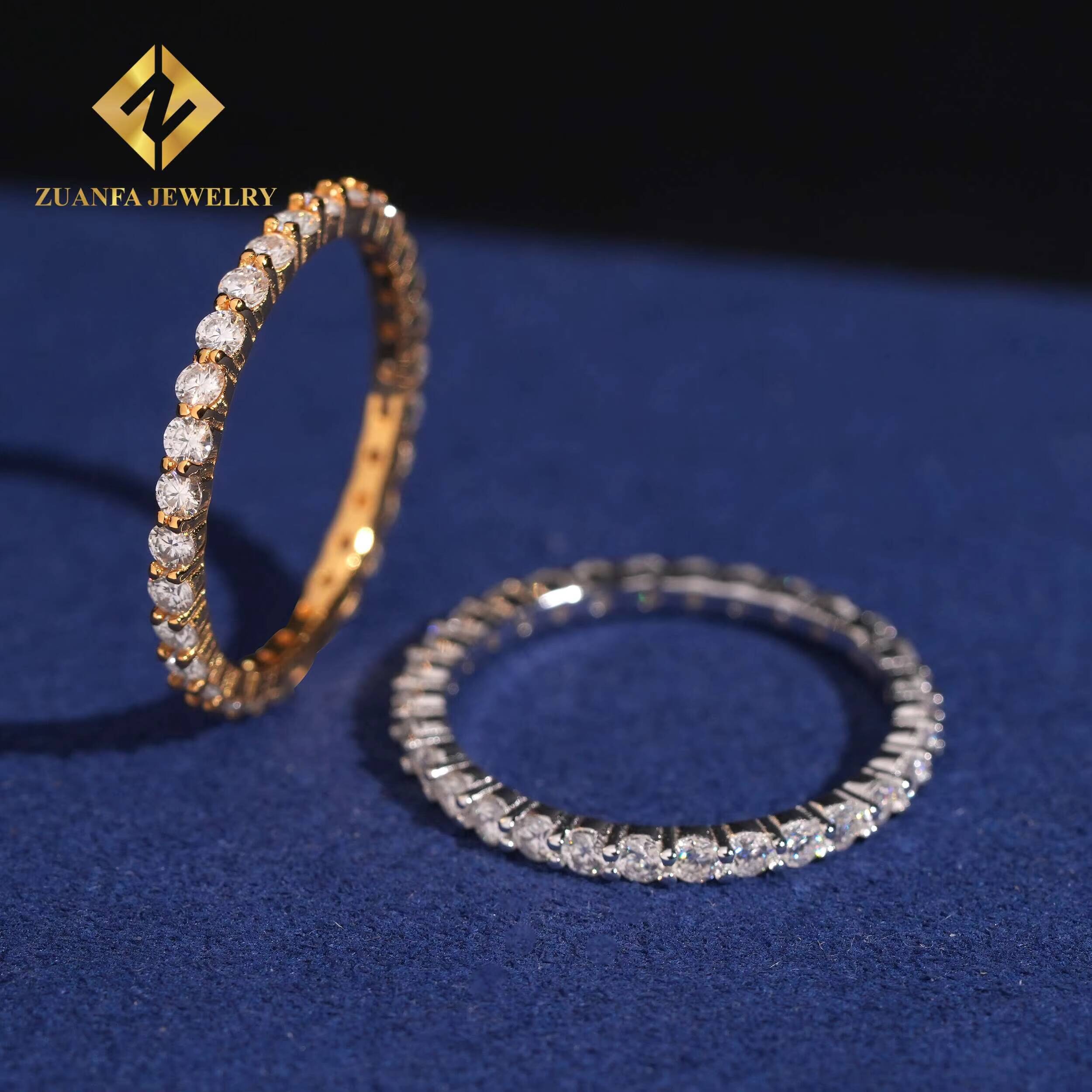 S925 Sterling Silver Moissanite Ring Eternity Wedding Bands Engagement Round Diamond 20mm Rings Jewelry Women