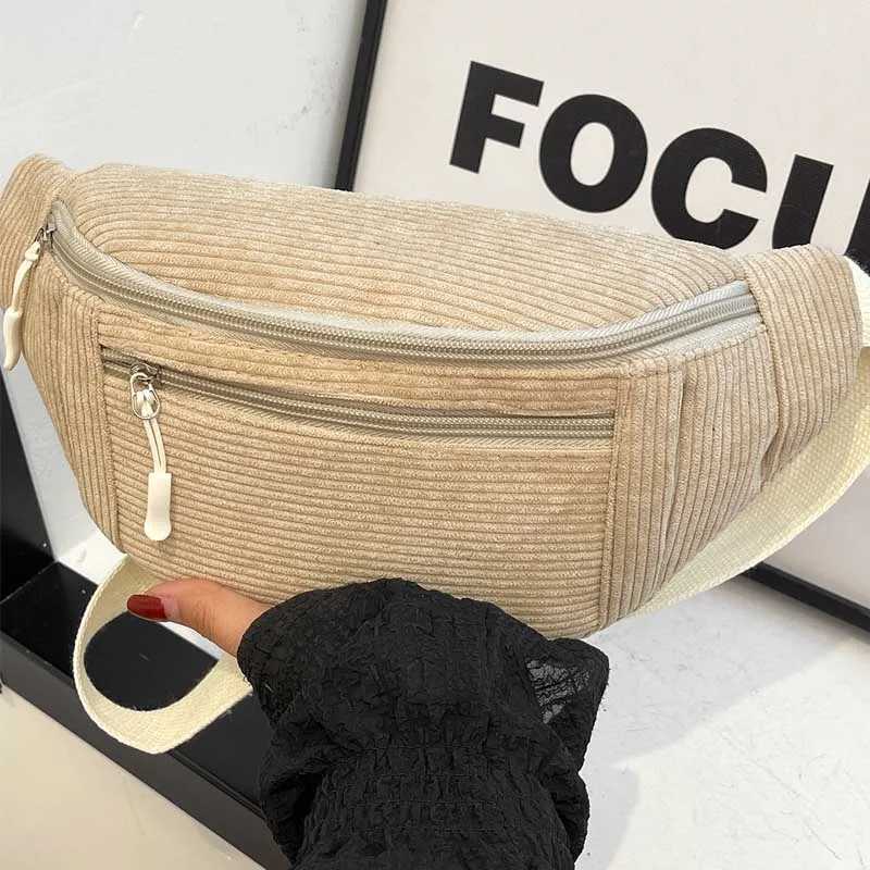 Women Waist Bag Corduroy Student Shoulder Handbag Crossbody Chest Breast Bag Fanny Pack Fashion Phone Female Bum Belt PurseT251204