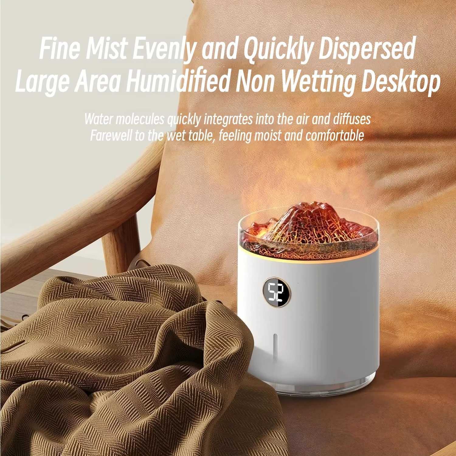 350ml USB Charging Air Humidifier trasonic Ara Essential Oil Diffuser with Volcano Flame Lamp Mini Portable Mist Humidifier C251204