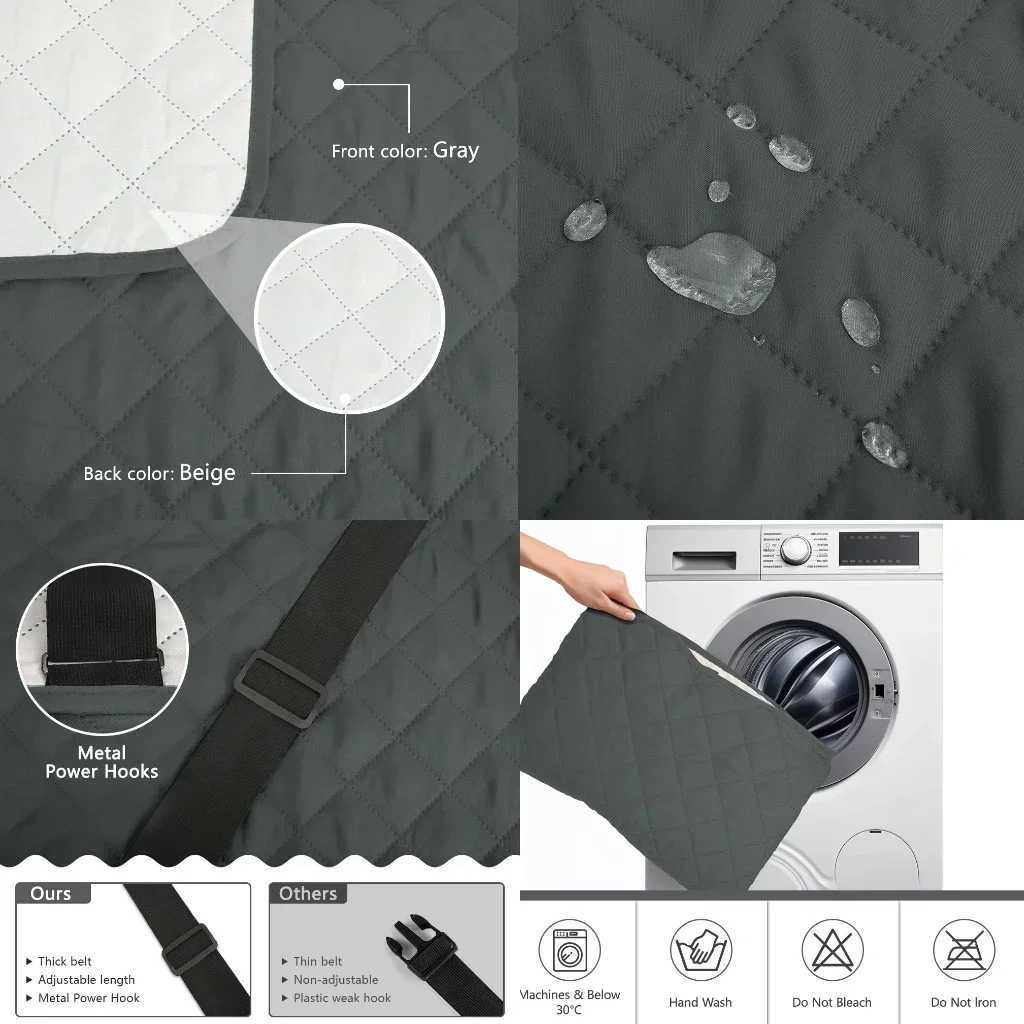 Sofa Covers Water Resistant Couch Cover Reversible Furniture Protector with Non-slip Elastic Straps for Kids Dogs Sofa Slipcover M251204 - view 3