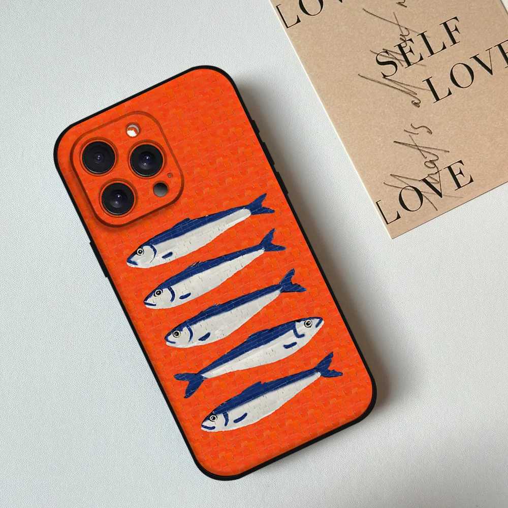Sardines Fish Art Phone Case For Iphone 16 15 11 13 14 Pro Max 7 8 Plus X Xr Xs Max 12mini Black Shell Cover Case H251203