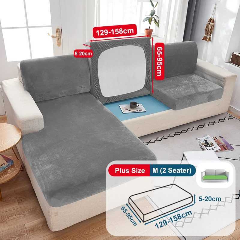 Soft Velvet Sofa Cushion Cover For Living Room Solid Color Polyester Spandex Slip-covers Furniture Protector Stretch CouchCovers M251204 - view 5