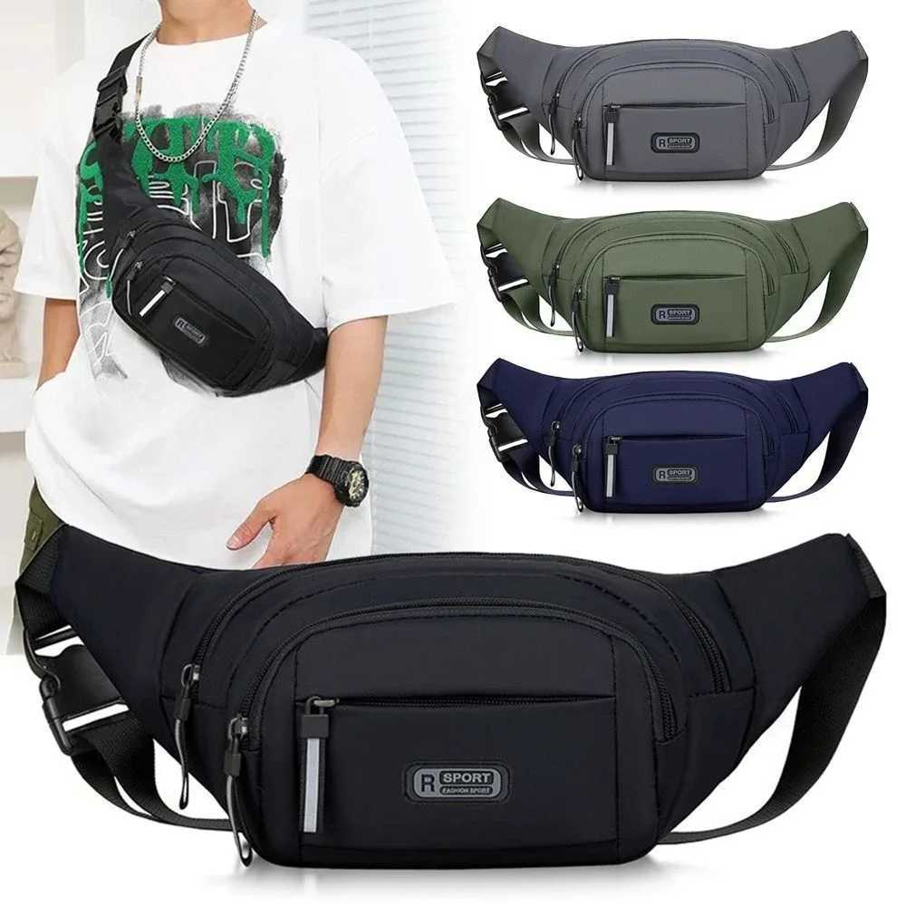 Fashion Large-capacity Men Waist Bag Casual Nylon Anti-theft Chest Bag Outdoor Travel Waterproof Sports Mobile Phone BagT251204