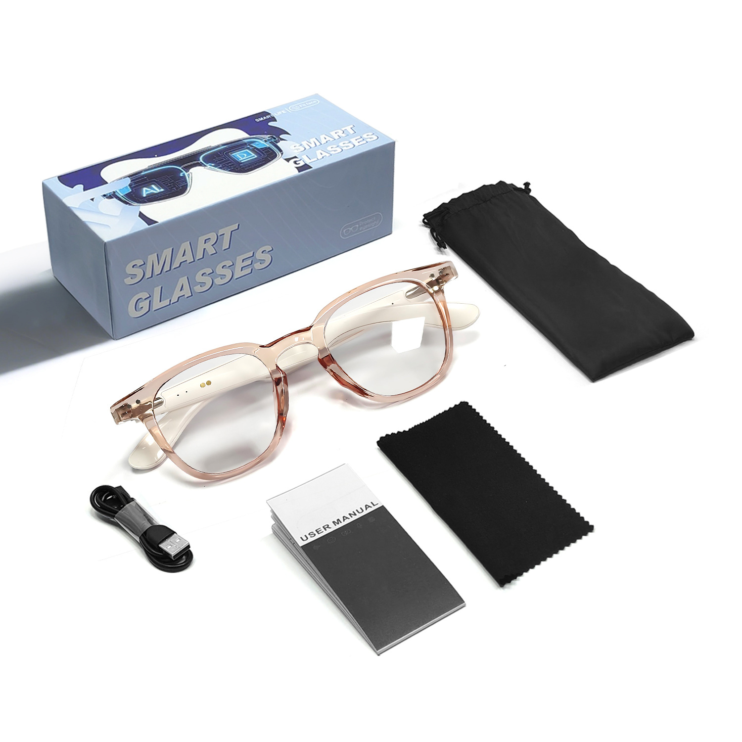 New Fashionable Smart Color-Changing Bluetooth Glasses Personalized AI Translation, Music Streaming, Call Functionality Blue Light Protection Unisex G