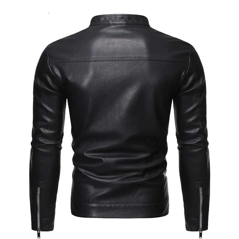 Brand Mens Pu Leather Jacket Motorcycle Biker Plus Szie 5Xl Outwear Mens Jackets Autumn Winter Warm Black Outdoor CoatsT251204