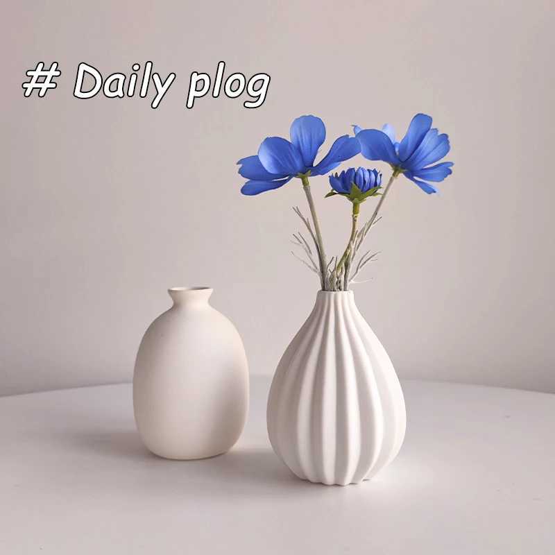 White Vase Ceramic Vase Flower Arrangement Vase Aesthetic Vases Desktop Ornament Flower Vase Flower Bottle Container Vases H251204