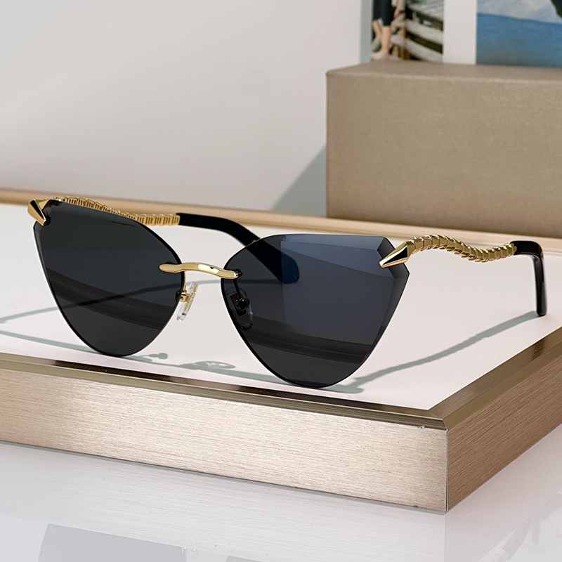 Designer Sunglasses For Women Men Fashion Metal Rimless Cat Eye Eyewear 400024 Luxury Sunglasses Outdoor Goggles UV400 Glasses With Box