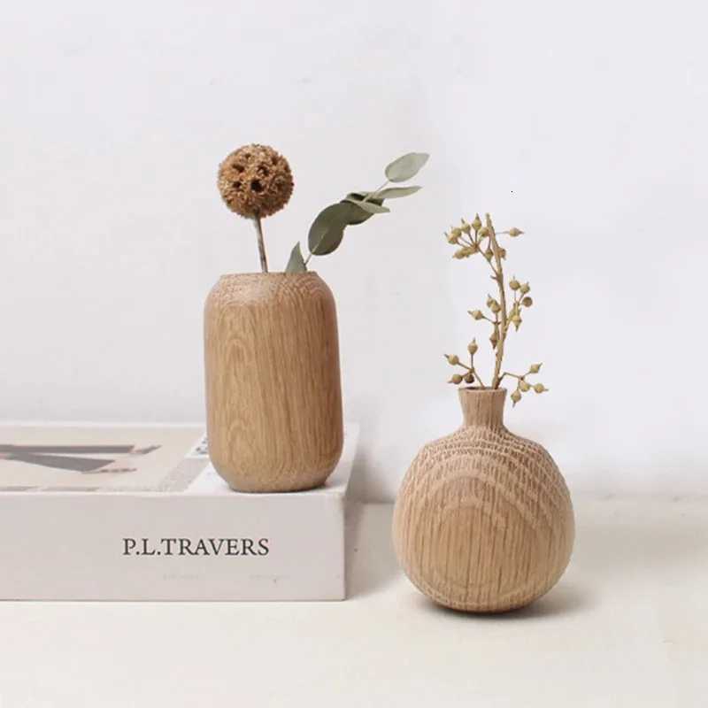 Japanese Wooden Vase for Flower He Decor Decorative Flowers Vase Living Ro Decoration Off Desktop Flowers Bottle Ornament H251204