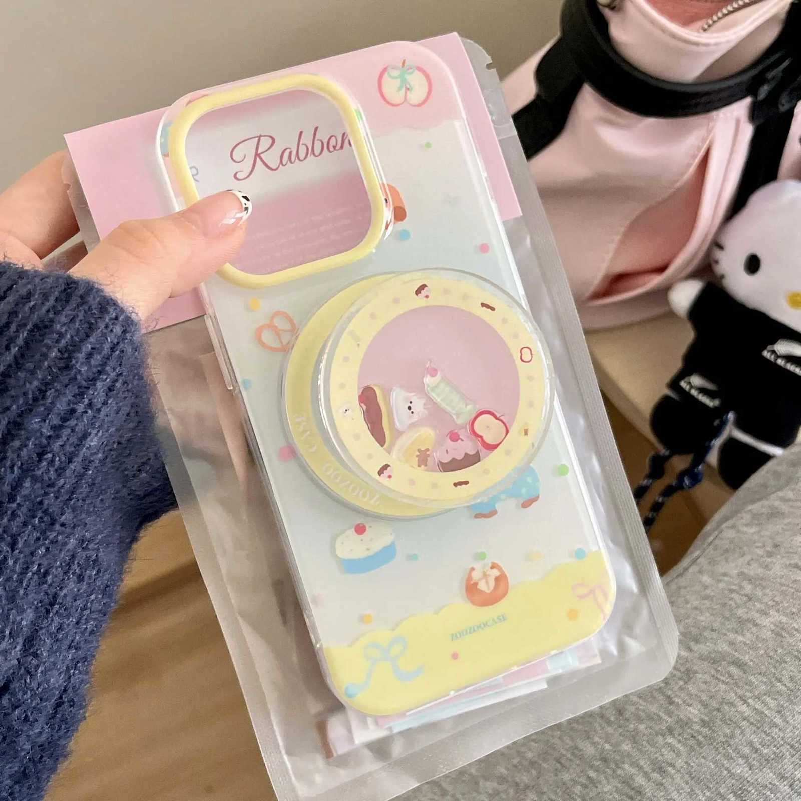 Cool magnetic stand holder ins candy colorf dog cute cartoon phone case for iPhone 13 14 15 prax 16 pro max cover H251203