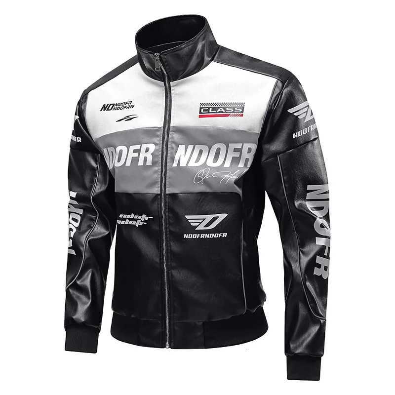 2024 new motorcycle leather jacket mens leather jacket mens coat contrasting racing suit jacket mens Hong Kong trend branT251204
