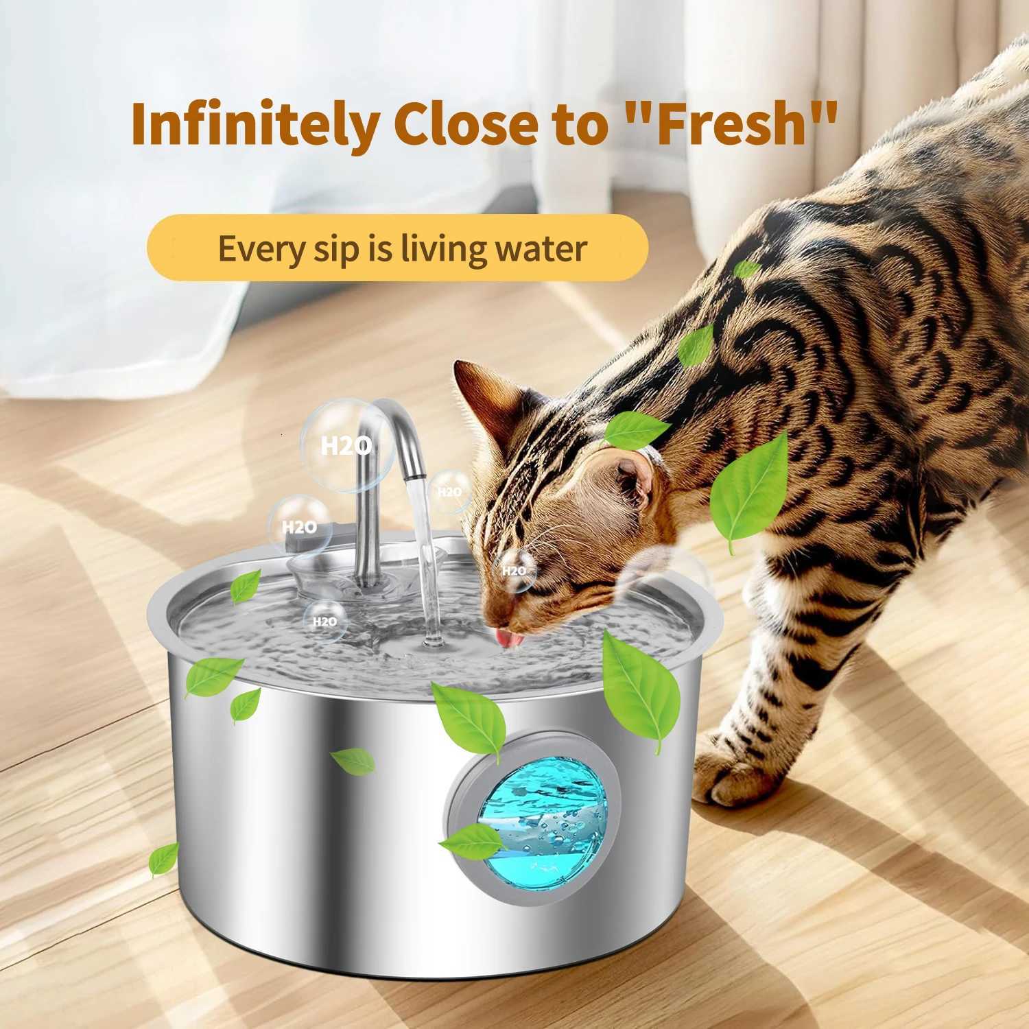 Stainless Steel Cat Water Fountain32LPet Water Dispenser With FilterDog Drinking Fountain For CatsUltra Quiet Water Pump M251204