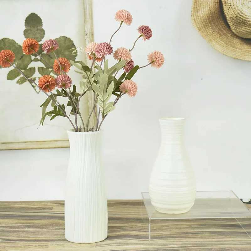 Modern Plastic Vase White Nordic Style Plastic Flower Pot Storage Bottle for Flowers He Living Ro Off Desktop Ornaments H251204
