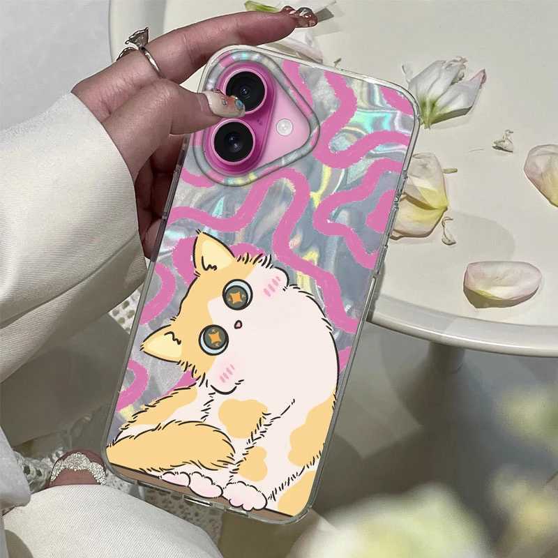 Flower Cute Black Cat Fish Phone Case For iPhone 16 15 14 13 12 Pro Max Plus 11 16E 7 8 SE 2020 2022 X XS XR Soft Cover H251203