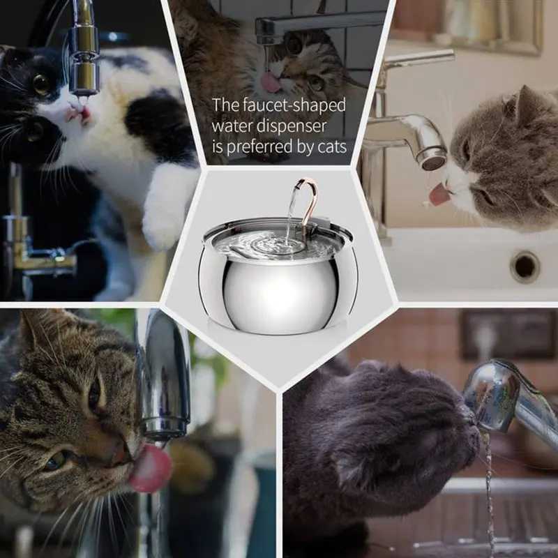 Pet Intelligent Water Dispenser Stainless Steel Fountain Automatic Circulation Cat Water Dispenser Mute Feeder 4L Swan Neck M251204