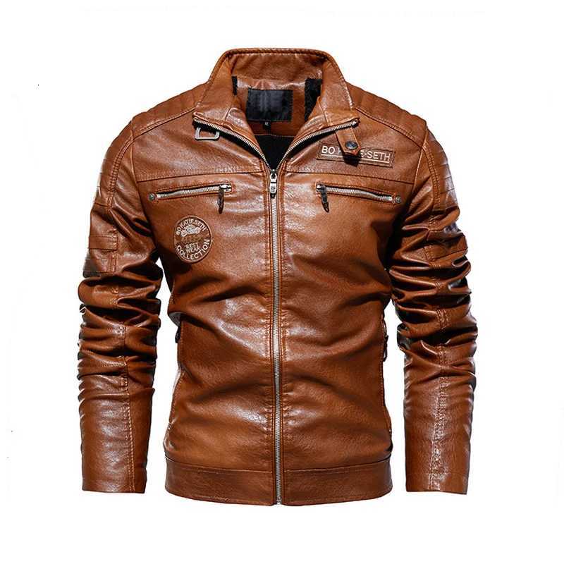 Autumn Winter Mens PU Leather Jackets Fashion Men Retro Zipper Biker Leather Coats Men Fleece Lined Warm Windbreaker Jacket 7XLT251204