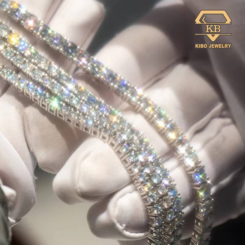 Rapper Hip Hop Moissanite Jewelry Tennis Iced Out 925 Silver D Color Mens VVS1 Moissanite Bracelet Tennis Chain