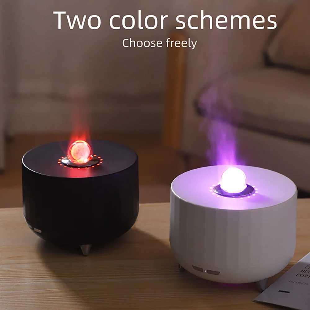 2025 New Simated Flame Ara Diffuser Essential Oils Air Humidifier Diffuser with 7 Colorf Lights Remote Control for He C251204