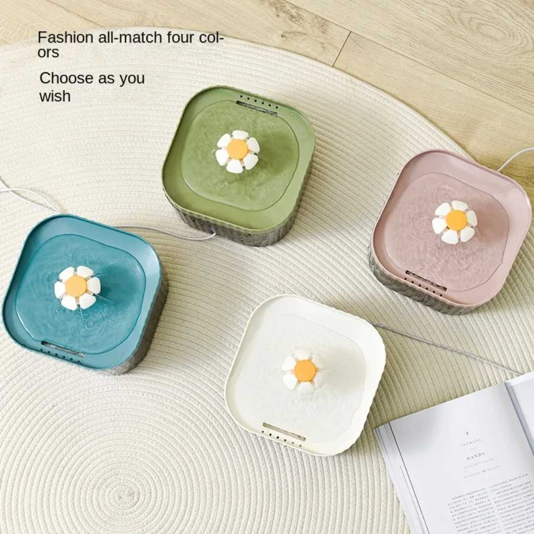 15L Cat Water Automatic Quiet Water Wired loop Dispenser Flower USB charge Cat Dogs Pet drinking water with Replacement Filters M251204
