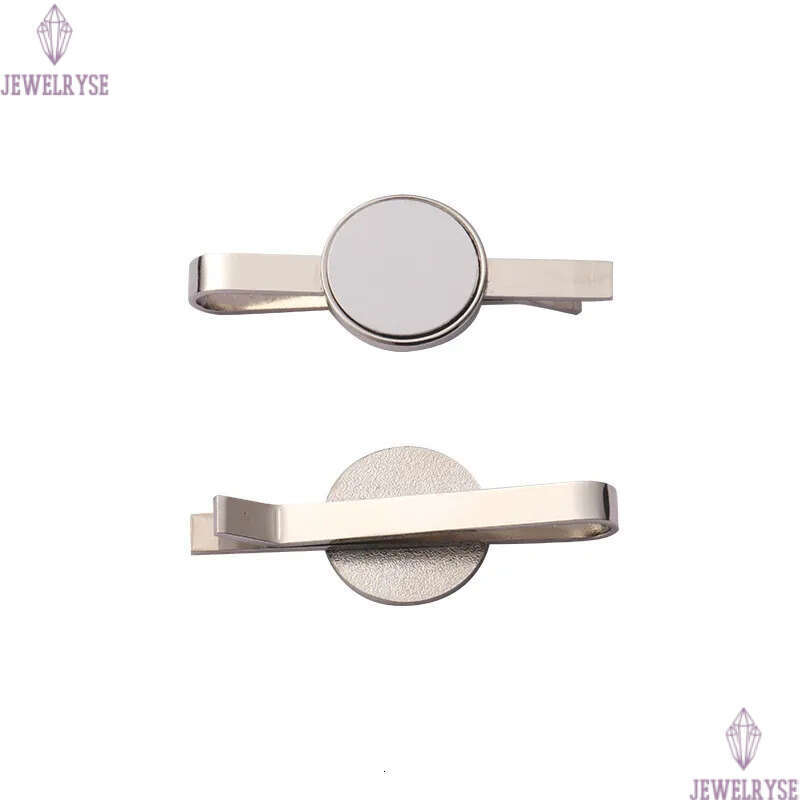 Fashion DIY Sublimation Blank Designer Clips Accessory Round Shape Copper Jewelry for Man Business Silver Tie Clip Fathers Day Dad Birthday Gift Lengt