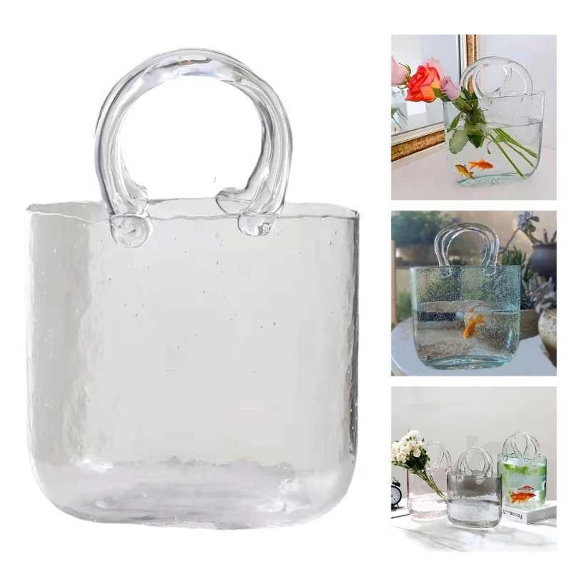 Clear Vase Fish Tank Tote Bag Flower Handbag Bag Vase Desktop Centerpiece for School Off Bedro Decor Drop Sing H251204