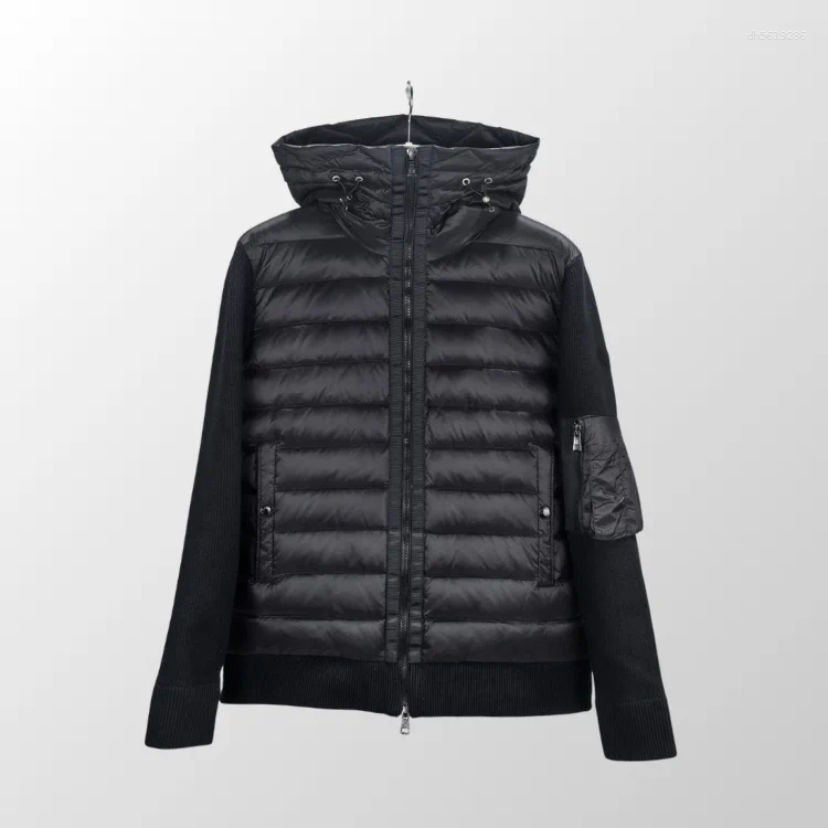 Men's Down Lightweight Jaet Knitted Hat Splicing Autumn Winter Sle Faion Urban Youth Outerwear Zipper Closure Size S-XXL