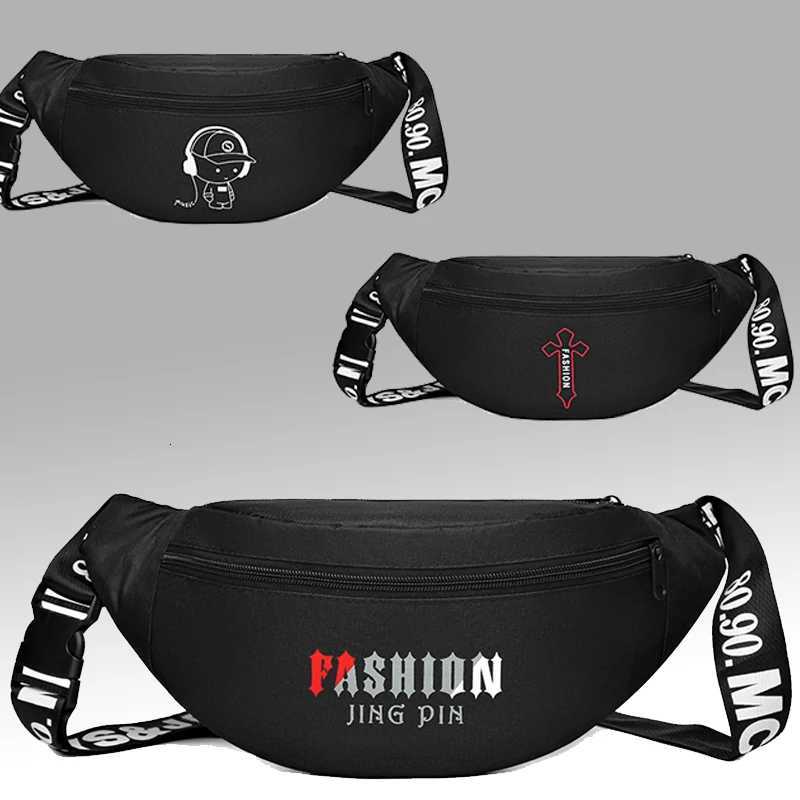 Mens waist bag suitable for travel and business use multi-layered pockets printed design multi-functional shoulder bagT251204