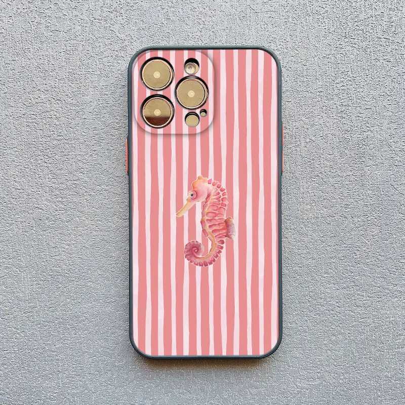 Ocean Life Theme Striped Phone Case for IPhone 16 15 14 Pro Max Plus 13 Mini 12 11 Pro Max XS X XR 7 8 Plus SE2 Shockproof Cover H251203