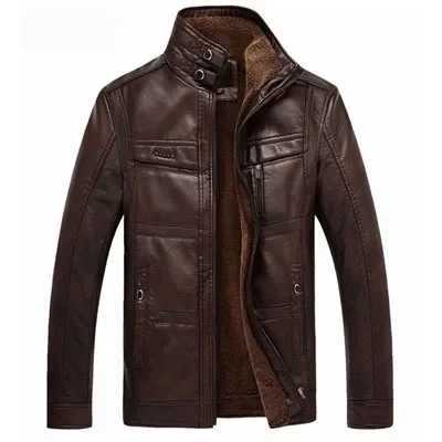 Male Pu Leather Jacket Men Winter Thicken Warm Coat Male Casual Stand Collar Thermal Leather Coats Clothing 5XL Leather JacketT251204