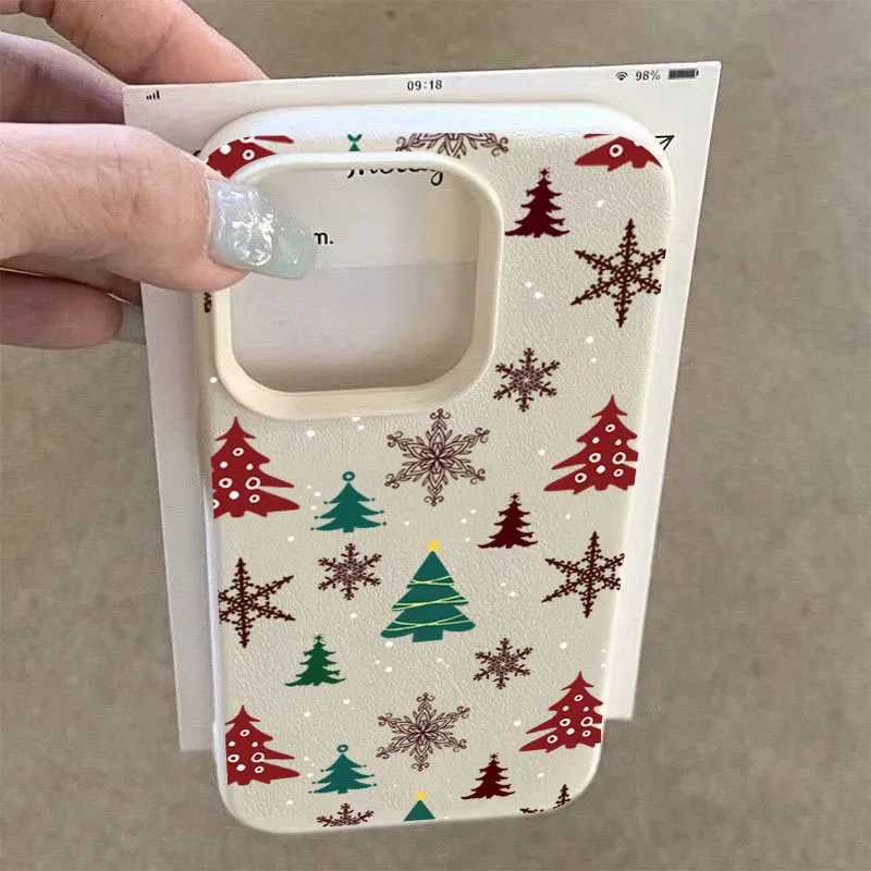 N Christmas Tree Graphic Printed Lichee Pattern Phone Case For iPhone 16 Pro Max XS X XR 15 14 Plus 11 13 12 Soft Candy Cover H251203