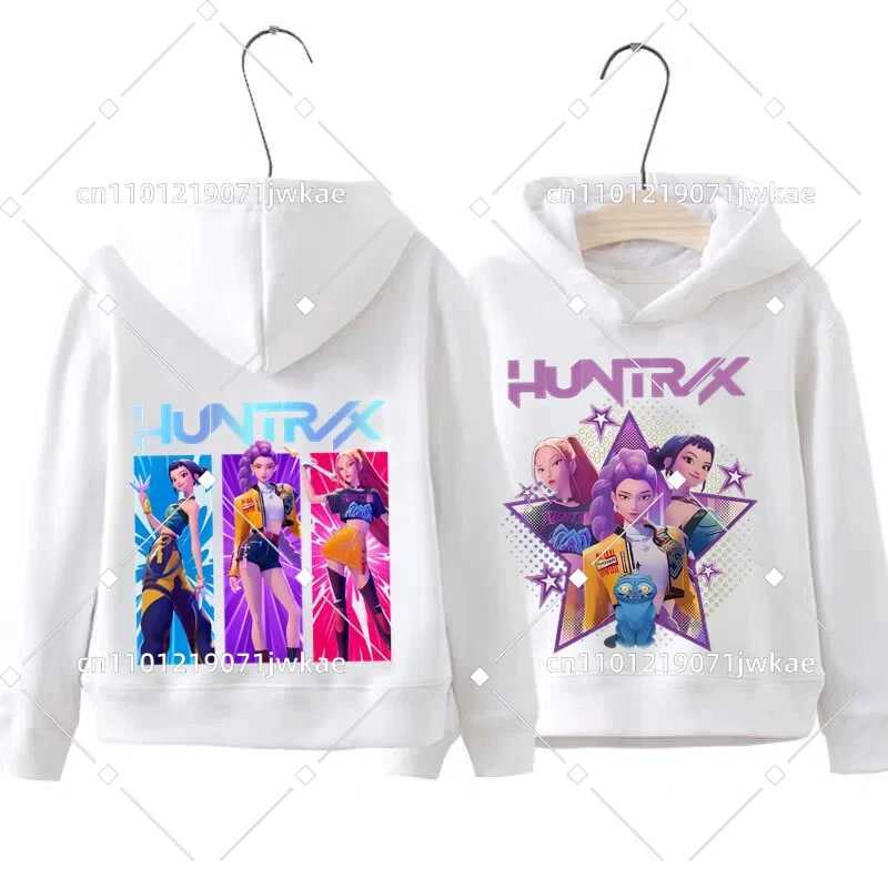 Fall Winter Casual Fashion Warm Pullover Sweatshirt KPop Demon Hunters Front Back Print Boys Girls Hooded Sweatshirt ChildrensW251204