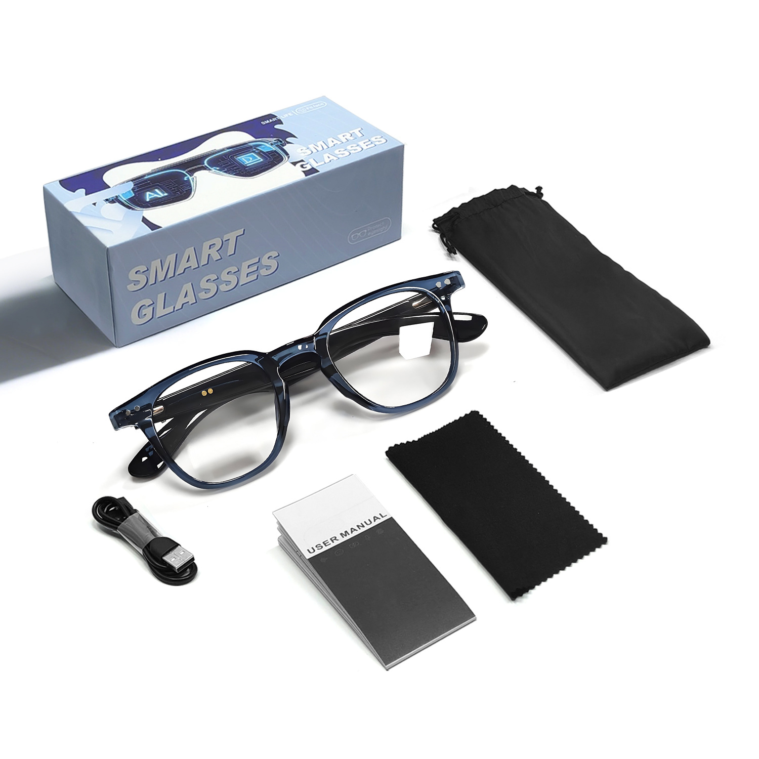 New Fashionable Smart Color-Changing Bluetooth Glasses Personalized AI Translation, Music Streaming, Call Functionality Blue Light Protection Unisex G