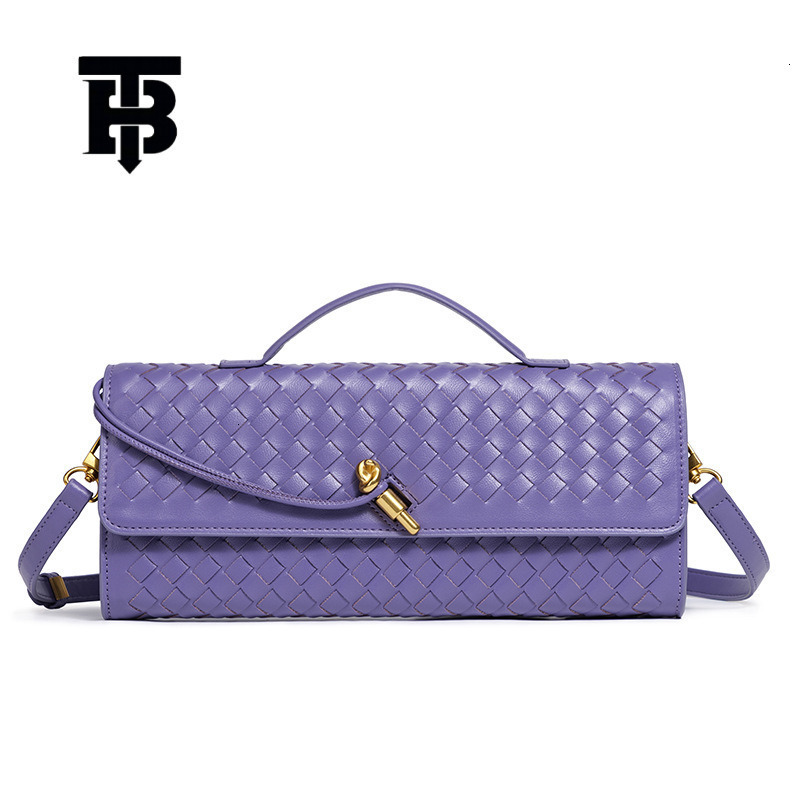 TB BHULAMTE Designer Luxury Women's Shoulder Bag Fashion Weaving Horizontal Armband Stick Bag Soft Leather Portable Trendy Handbag Casual Student