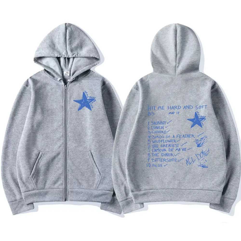 Hit Me Hard and Soft 2024 Tour Zipper Hoodies Mens Womens Fashion Harajuku Pullovers Hip Hop Casual Zip Up Sweatshirts Jackets J251203