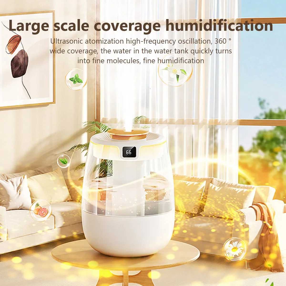 USB-powered portable double-nozzle cold mist bedro silent humidifier with intelligent digital display function for monitoring C251204