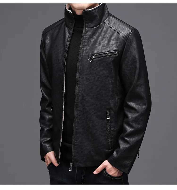 Mens Autumn Winter Thick Leather Jacket Men New Oversized Loose Standing Collar Brand Trend Jacket Men Moto Pu Leather JacketT251204