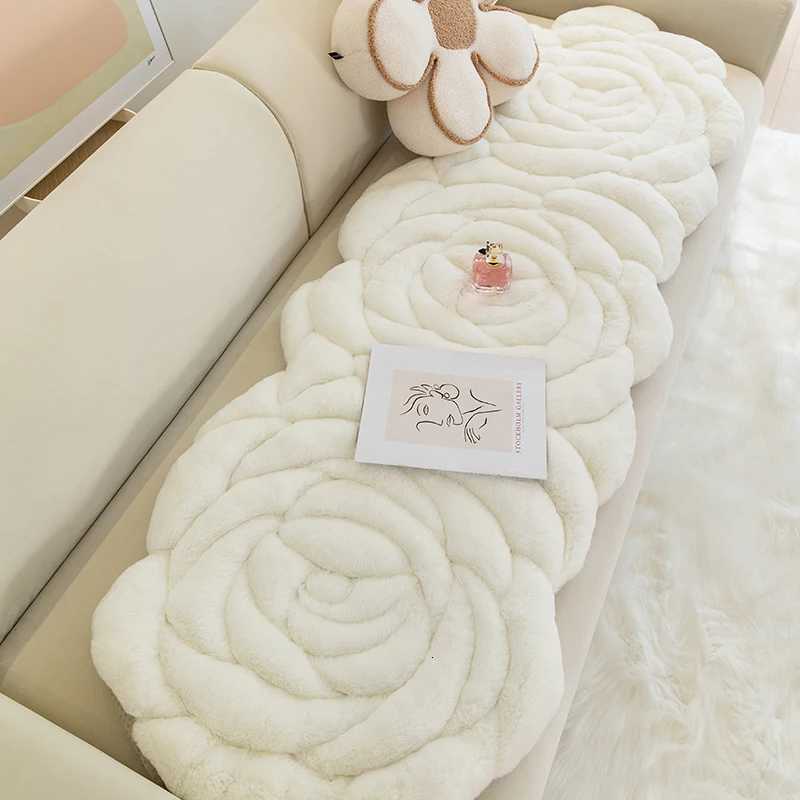 Rose Shape Sofa Cover Light Luxury Style Sofas Cushion for Living Room Winter Thicken Couch Towel High Quality Modern Decor M251204