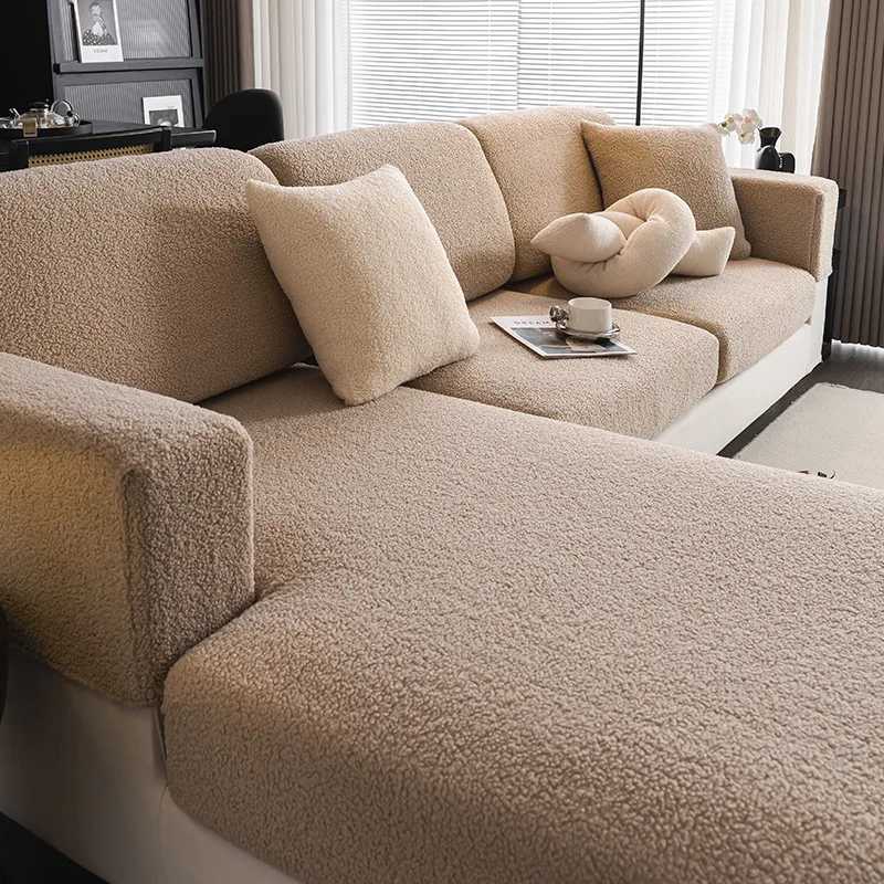 2026 Premium Winter Thermal Teddy Fleece Sofa Cover Durable All Season Couch Cover Non-Slip Elastic Seat Protector M251204 - view 6
