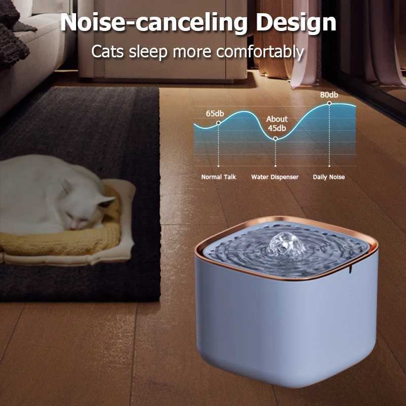 101oz/3L Pet Water Dispenser Automatic Induction Circulating Filtering Cat Drinking Fountain Prevent Slip Detachable Portable M251204