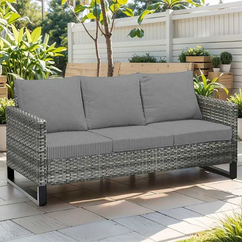 Waffle Jacquard Patio Sofa Cover Waterproof Splash Polar Fleece Sofa Seat Cushion Slipcover Home Garden Decor Elastic Sofa Case M251204 - view 7