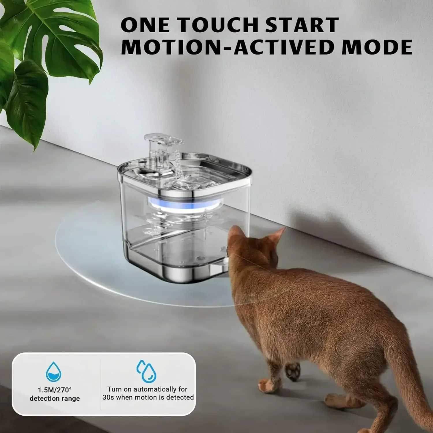 Cordless Drinker for Cats Cordless Water Pump Super Silent 2L Visual Water Level 5000mAh Motion Sensor Drinker Pet Drinker M251204