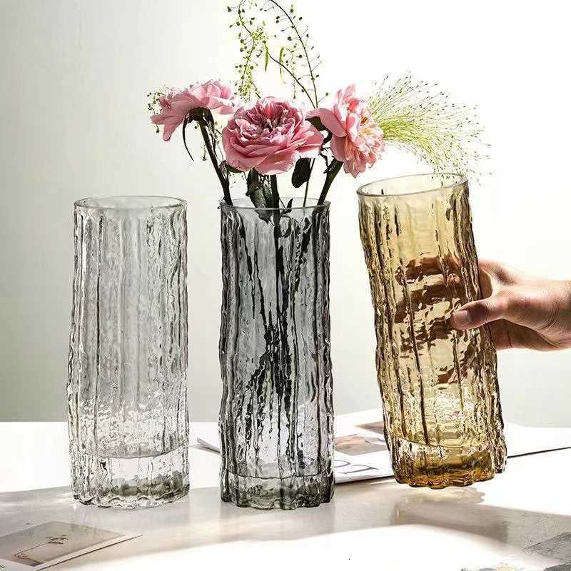Vase Glacier Vase Transparent Flower Arrangement Rose Flower Living Ro Dining Table Decoration Bottle Nordic Minimalist H251204
