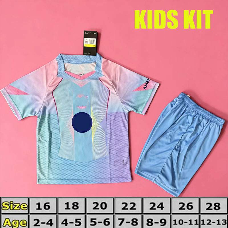 25 26 New Kids Sports Set Barcaes Soccer Training Wear Games Jerseys Kit 24 25 Tops And Shorts for Children Fan Version Tracksuits Boys SIZE 16 18 20 22 24 26 28