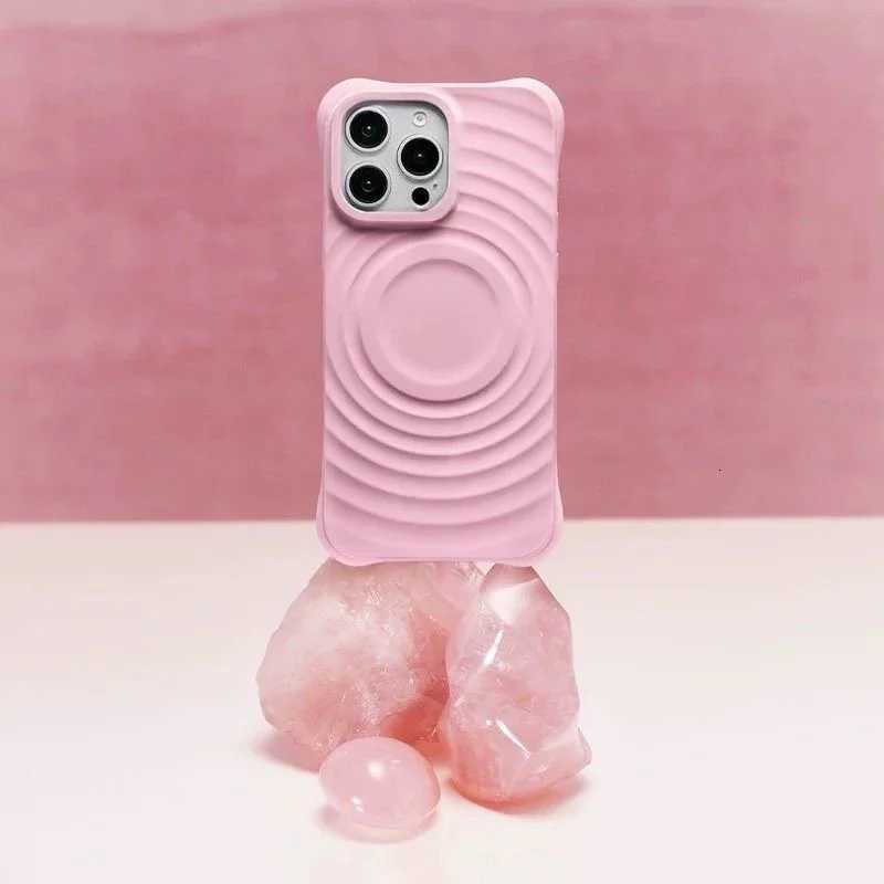 Cyan Ripple Silicone Magnetic Phone Case Cover for iPhone 13 14 15 16 17 Pro Max Case H251203