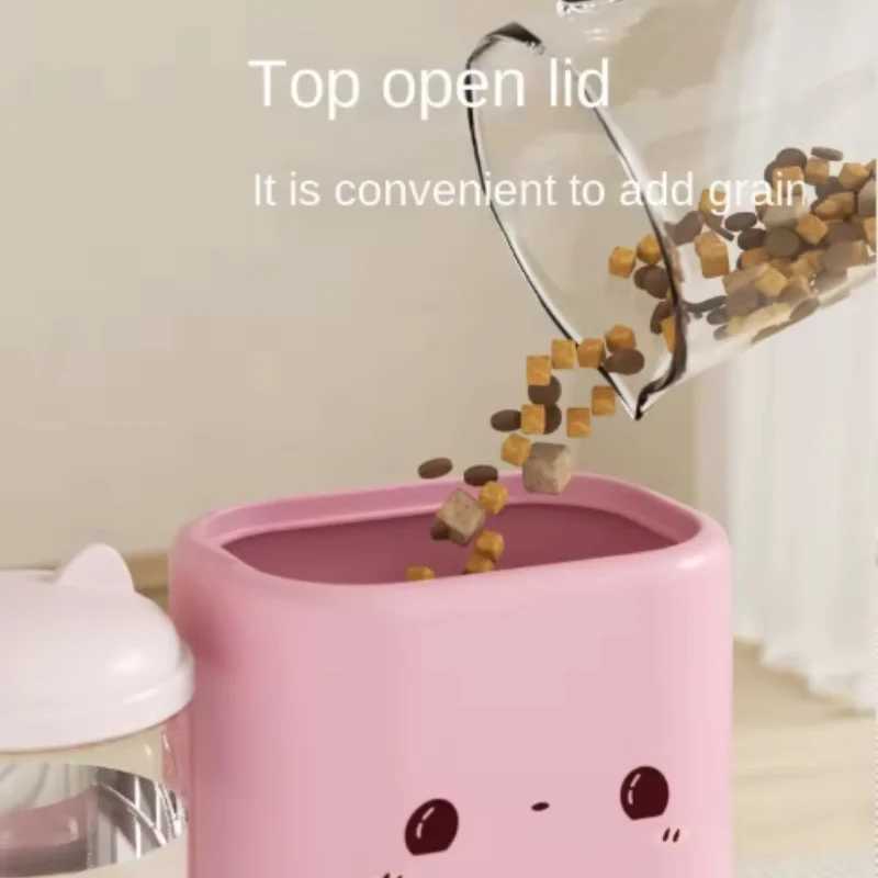 Cute Smiling Cat Automatic Feeder And Water Dispenser Pet Supplies Feeding Organizer Suitable for Cats And Small Dogs M251204