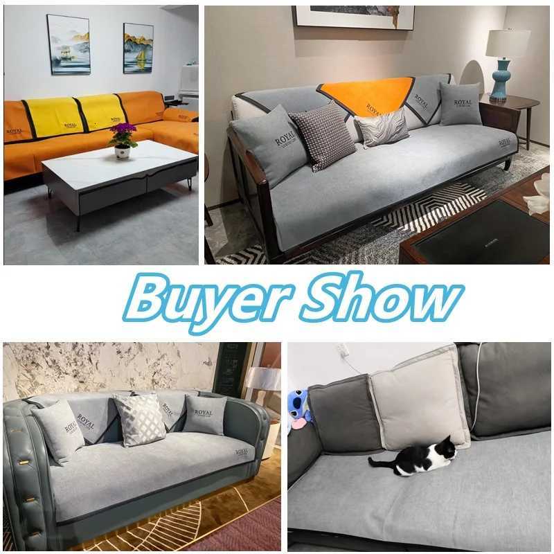 Four Seasons Universal Chenille Sofa Cover Sofa Pad Solid Color Luxury Sofa Mat for Living Room Non-Slip L Shaped Couch Cushion M251204 - view 7